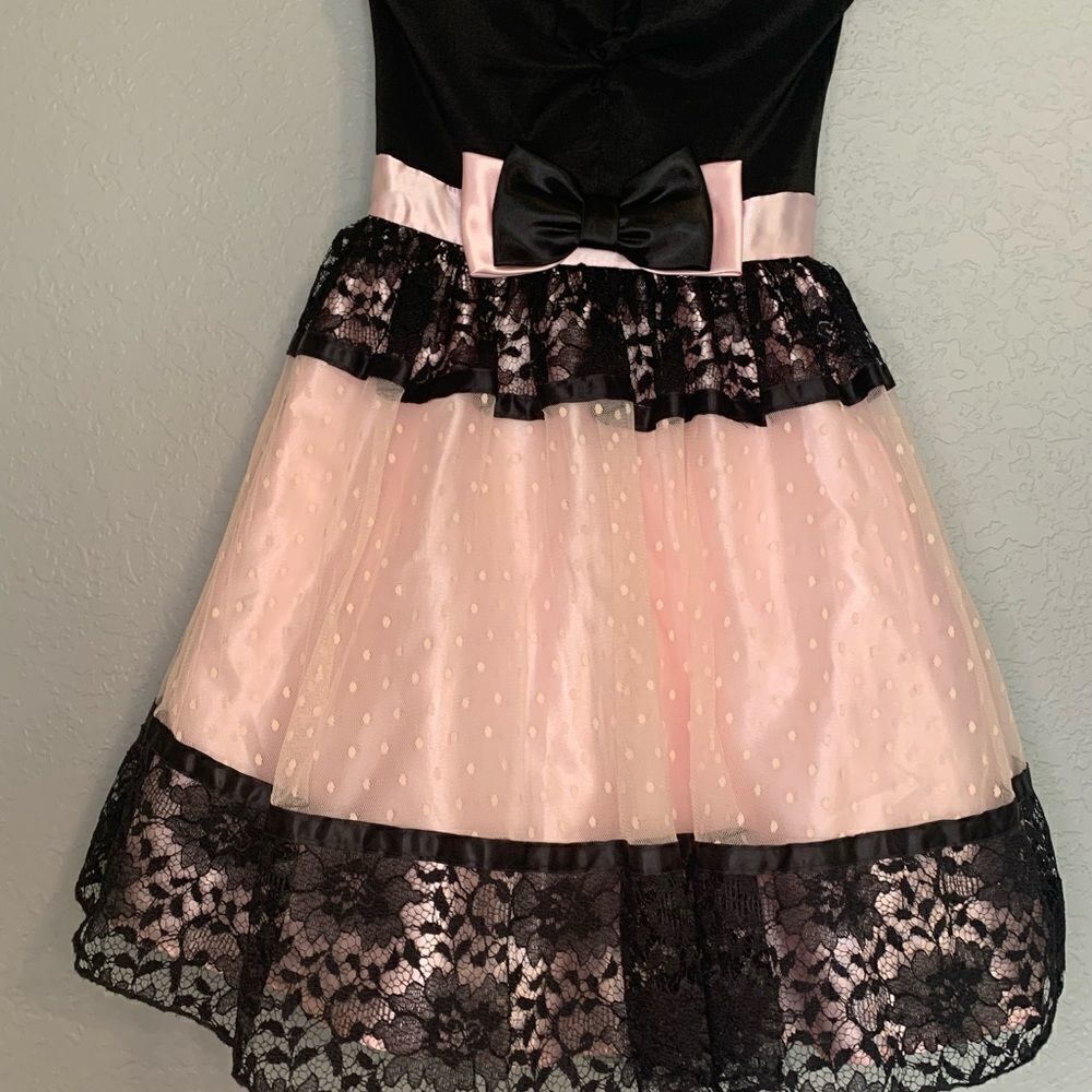 VTG Vintage Jessica McClintock Gunne Sax pink and black party dress size 1 - Picture 12 of 12